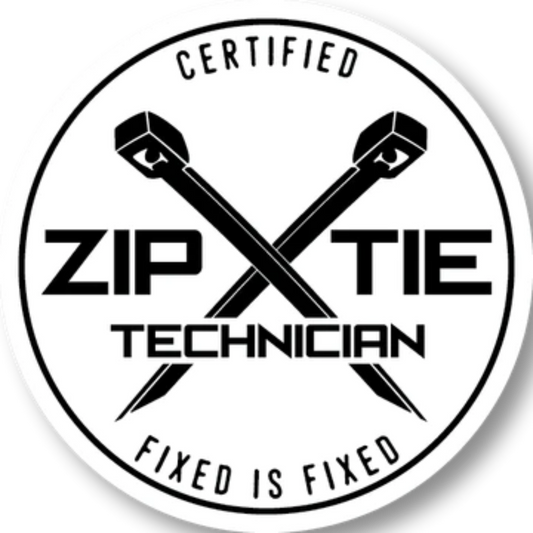 Certified Zip Tie Technician Funny Toolbox Sticker 3.5" x 3.5"