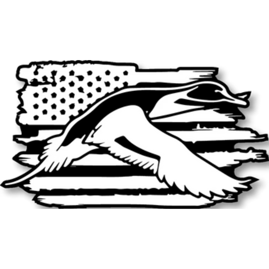 Tattered American Flag with Goose Sticker 6" x 3.5"