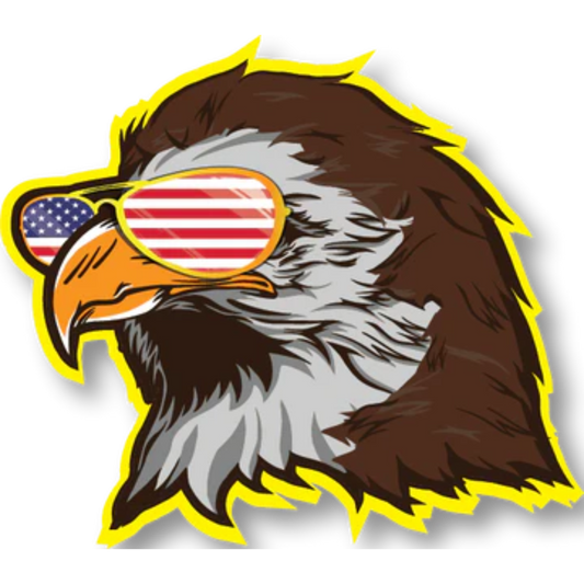 American Bald Eagle with American Flag Aviators Sticker
