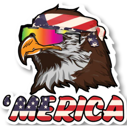 'Merica Bald Eagle with Pit Vipers Funny Sticker 4" x 4"