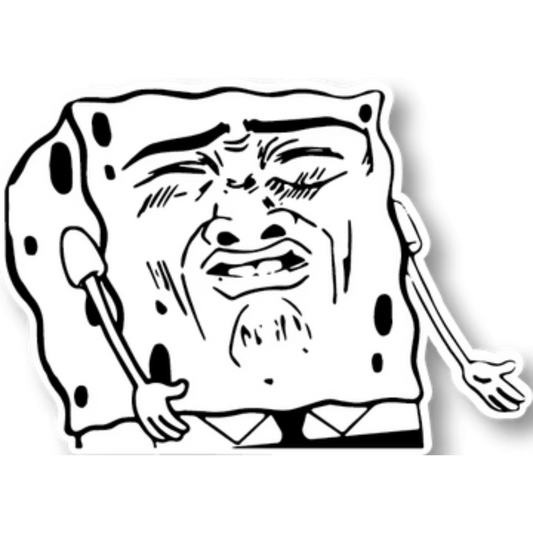 Spongebob Weird Face "Mmhph" Funny Sticker 2.5" x 3.5"